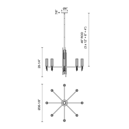 Alora Lighting Torres 36-in Chandelier Polished Nickel