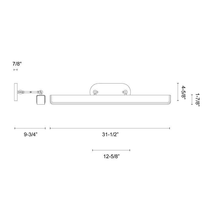 Alora Lighting Valise Picture Picture Light, 1-Light, LED, Aged Nickel, Tuxedo Leather, 31.5"W