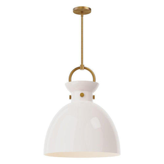 Alora Lighting Waldo 18-in Pendant Aged Gold, Glossy Opal Glass