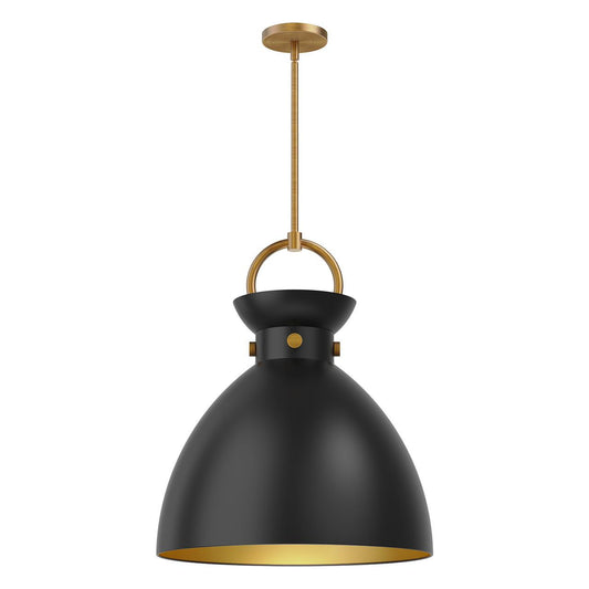Alora Lighting Waldo Pendant, 1-Light, Aged Gold, Matte Black, 21.75"H