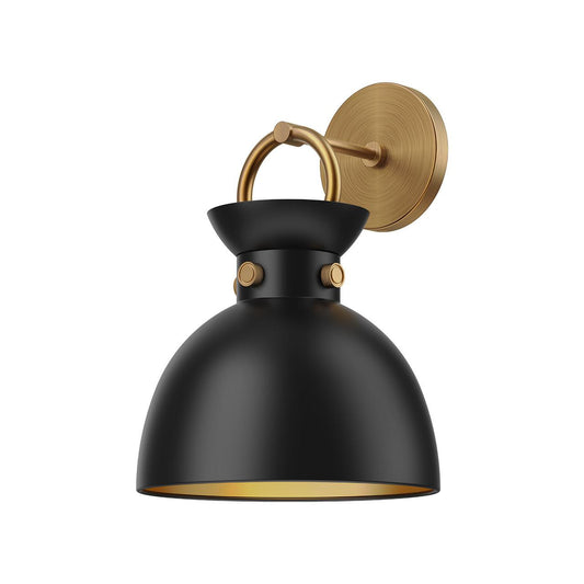 Alora Lighting Waldo Wall Vanity, 1-Light, Aged Gold, Matte Black, 12.75"H