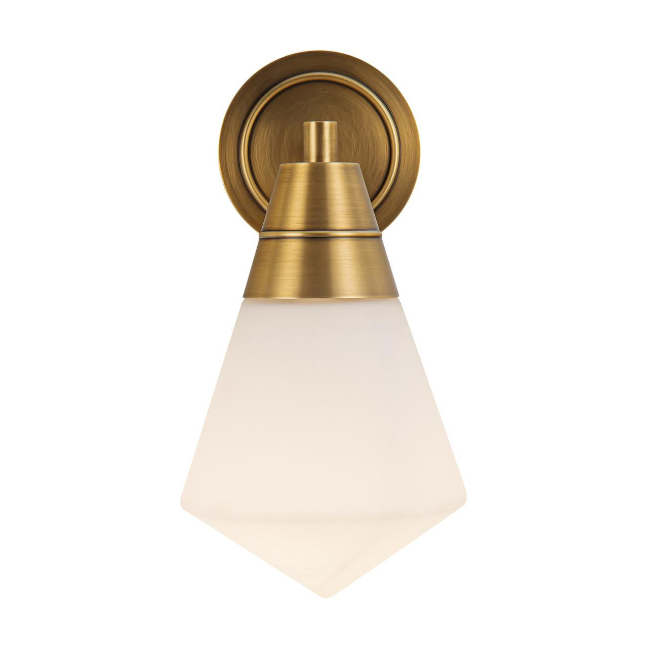 Alora Lighting Willard Wall/Vanity Light, 1-Light, Vintage Brass, Opal Matte Glass, 11.63"H