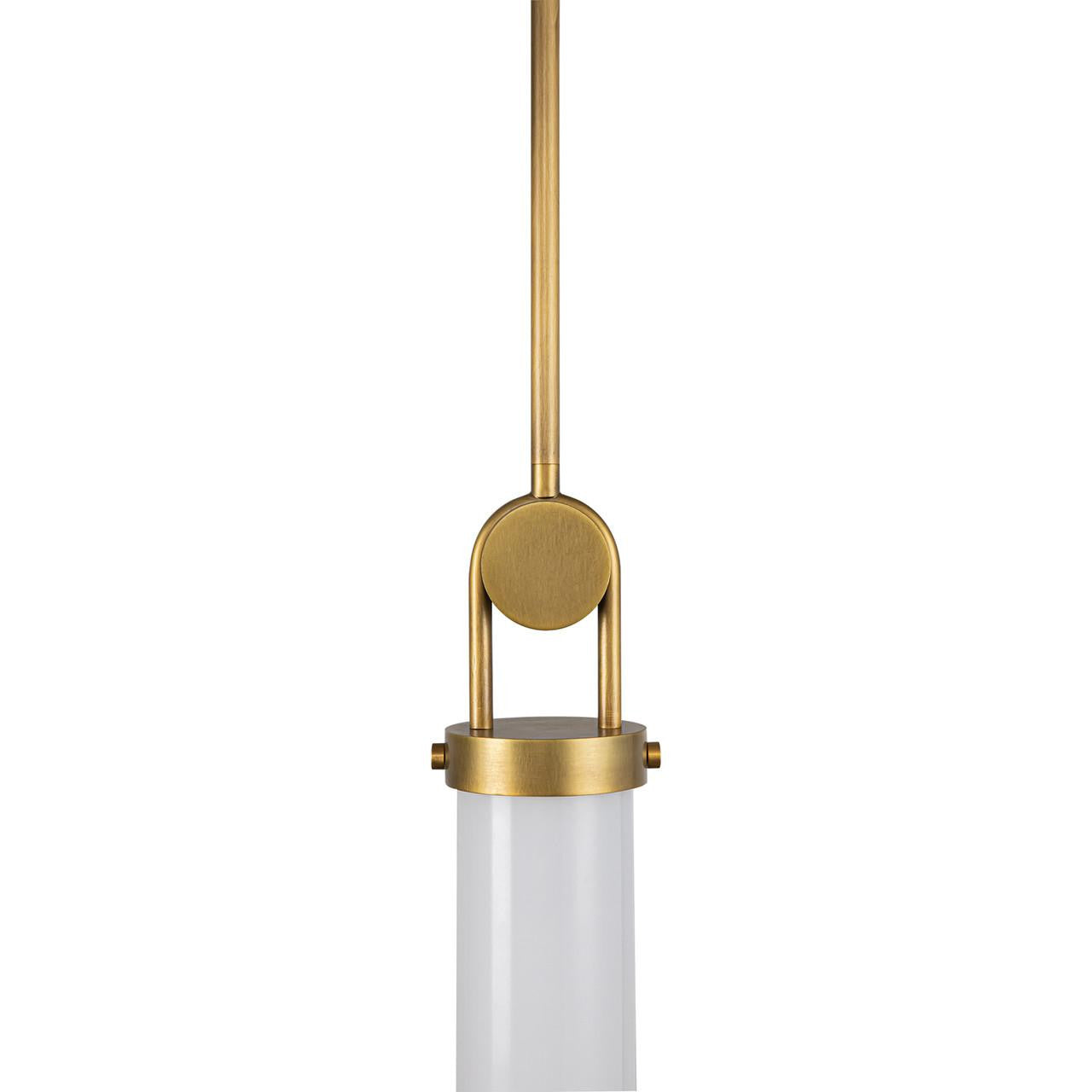Alora Lighting Wynwood Pendant, 1-Light, Vintage Brass, Glossy Opal, 15"H