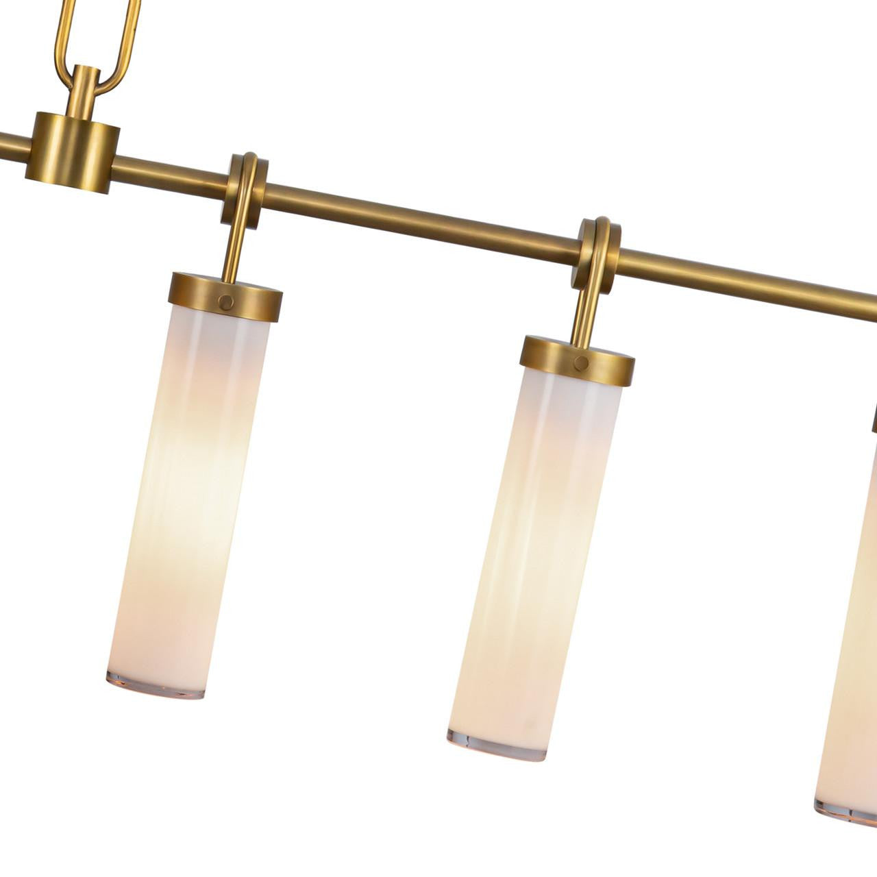 Alora Lighting Wynwood Pendant, 6-Light, Vintage Brass, Glossy Opal, 52.38"L