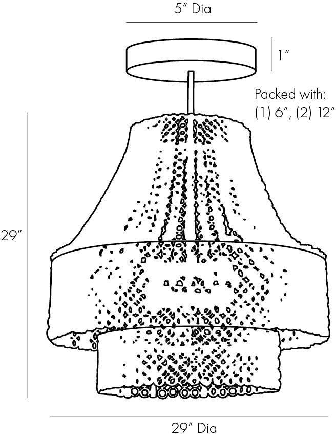 Arteriors Home Hannie Chandelier, 8-Light, White Wood, Antque Brass, 29"W (45110 3MMMA)