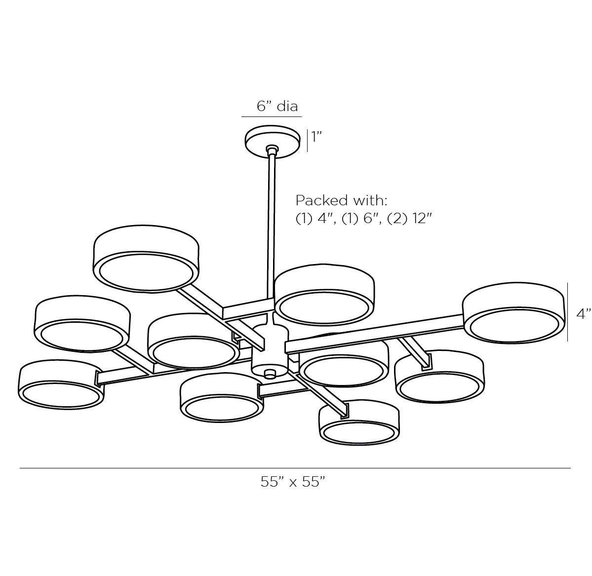Arteriors Home Linus Starburst Chandelier, 10-Light, Antique Bronze, Steel, 55"W (89108 3MTJK)
