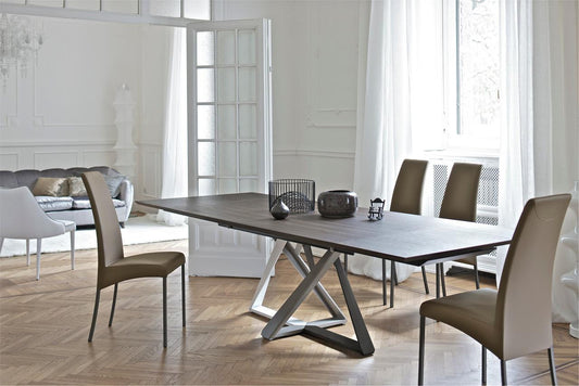 Bontempi Casa Millennium Table, Anthracite, Walnut Top, 98.5"W (20.39 M310 L006 8021VA9)