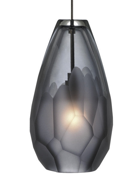Briolette Pendant MonoRail - Satin Nickel, Smoke glass