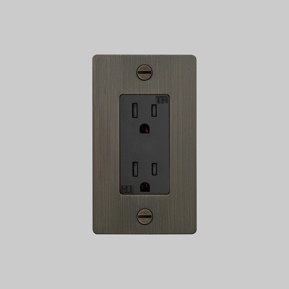 Buster + Punch 1G Duplex Outlet, Without Logo, Smoked Bronze