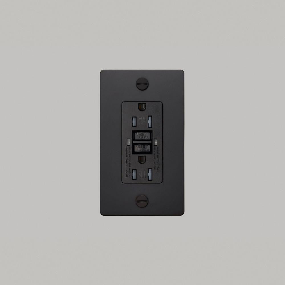 Buster + Punch 1G Metal Duplex Gfci Outlet, Without Logo, Black