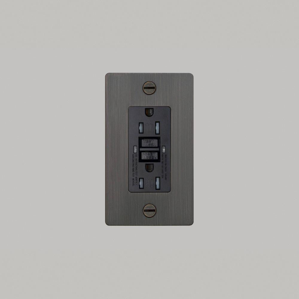 Buster + Punch 1G Metal Duplex Gfci Outlet, Without Logo, Smoked Bronze
