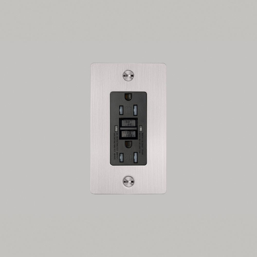 Buster + Punch 1G Metal Duplex Gfci Outlet, Without Logo, Steel