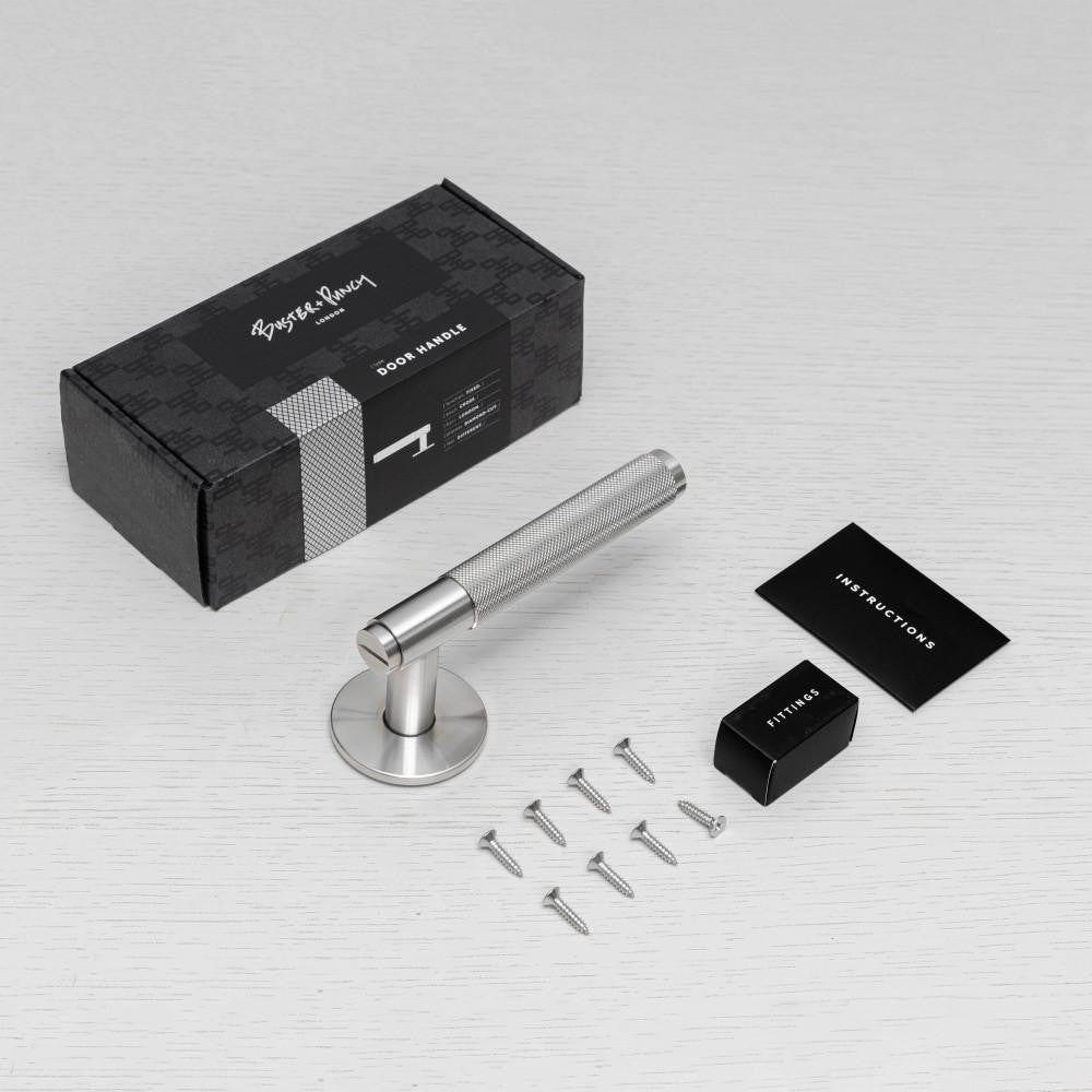 Buster + Punch Fixed Door Handle, Single-Sided, Cross, Steel