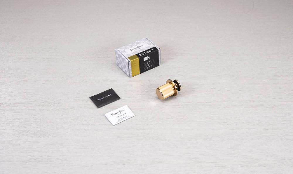 Buster + Punch Fixed Door Knob, Single-Sided, Linear, Brass