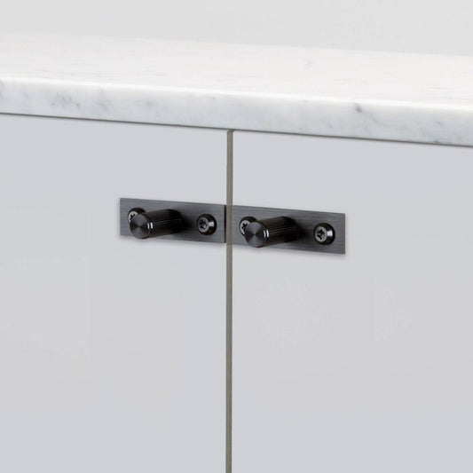 Buster + Punch Furniture Knob, Plate, Linear, Gun Metal