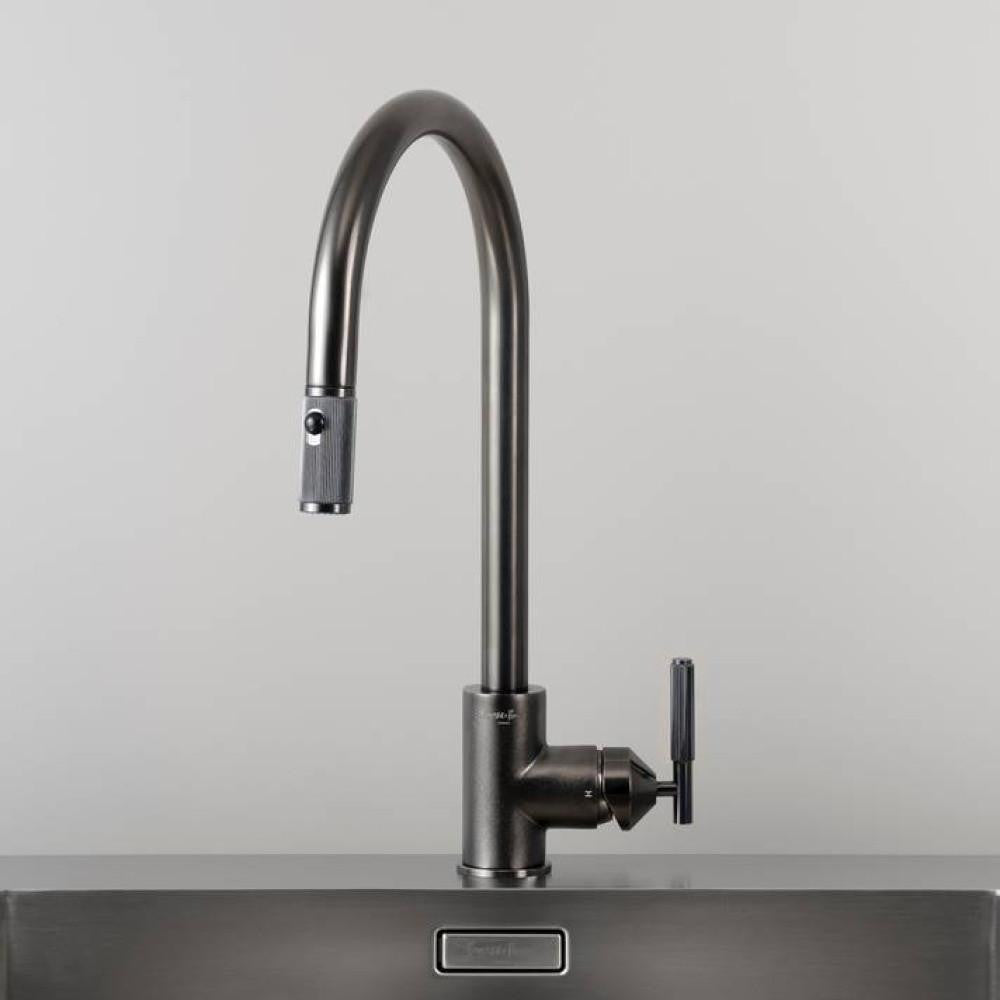 Buster + Punch Kitchen Faucet, Pull-Out With Dual Spray, Linear, Gun Metal