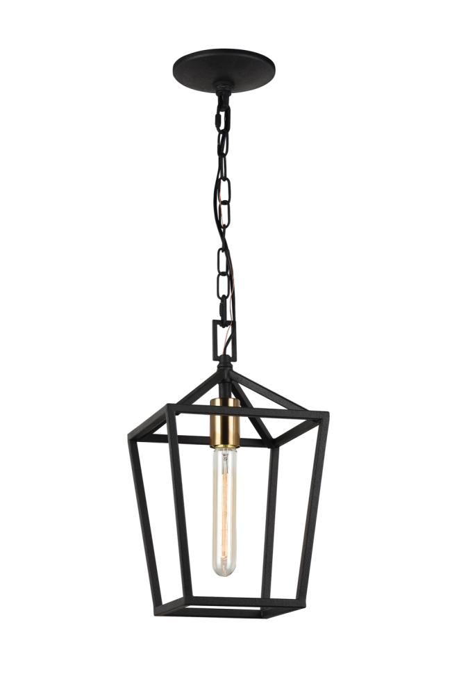 Matteo Lighting Scatola 1-Light Pendant Rust Black, Aged Brass
