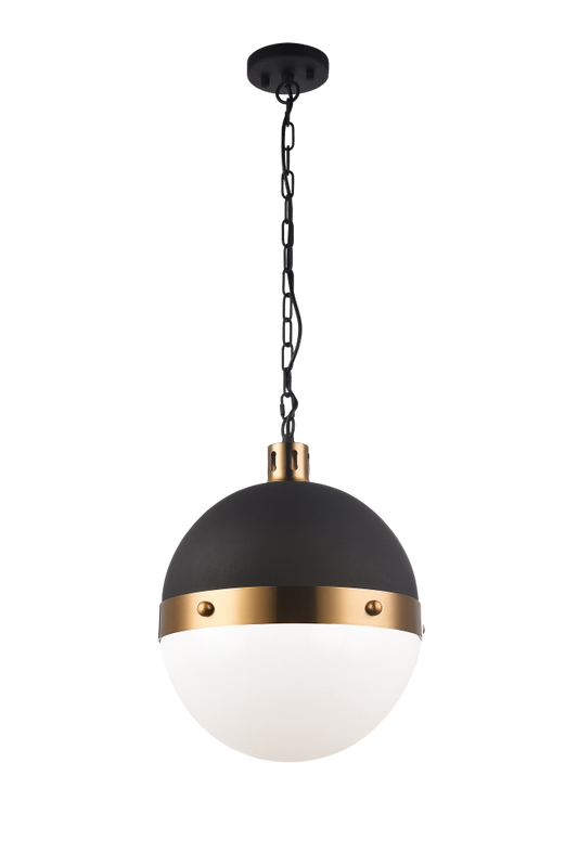 Matteo Lighting Torino 3-Light Pendant Black, Aged Brass