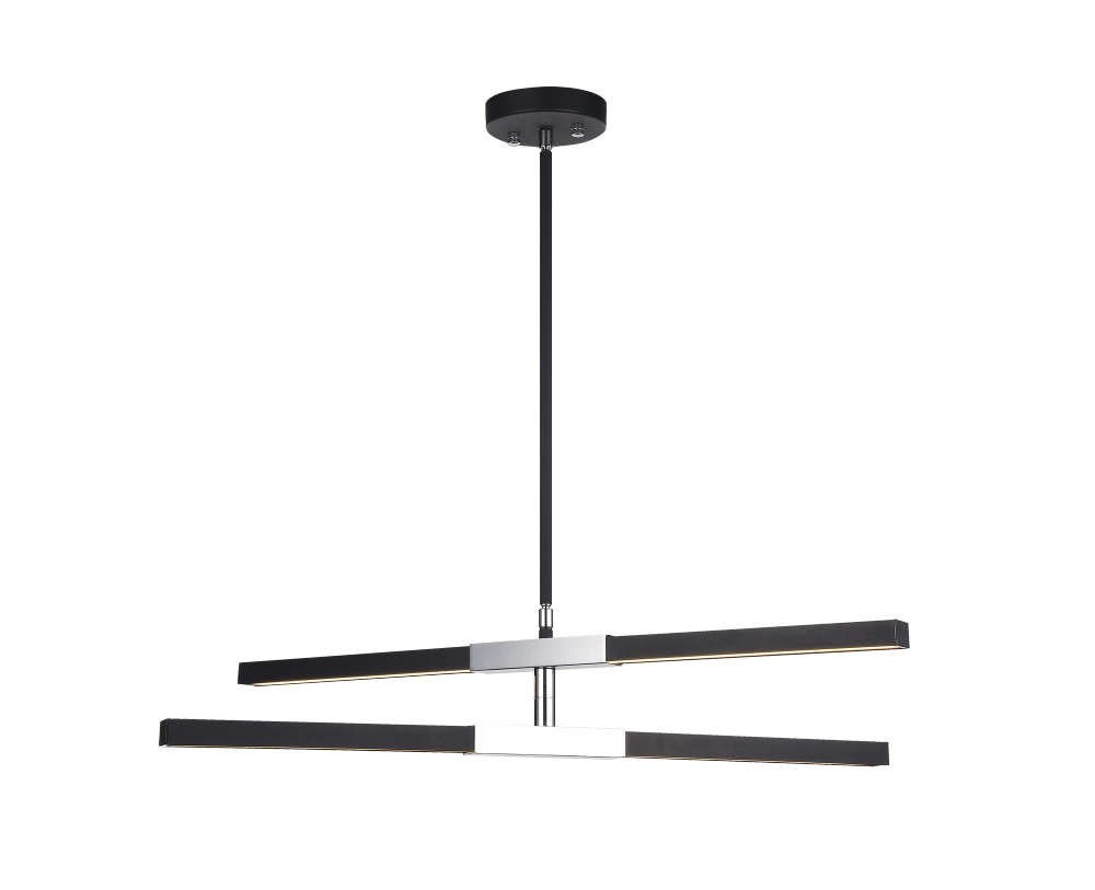 Matteo Lighting Lineare 4-Light LED Pendant Matte Black, Chrome
