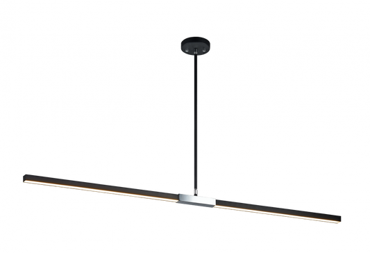 Matteo Lighting Lineare Pendant in Matte Black and Chrome, 49"L (C64749MBCH)