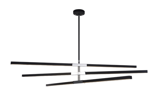 Matteo Lighting Lineare Pendant in Matte Black and Chrome, 49"L (C64769MBCH)
