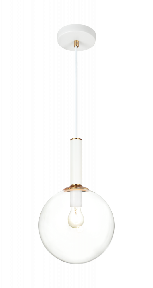 Matteo Lighting Stellar 10-in Pendant White, Aged Brass