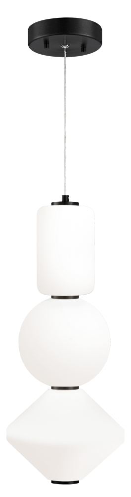 Matteo Lighting Dango 1-Light Pendant in Oxidized Black with Frosted Glass, 8" Dia. (C82432OB)