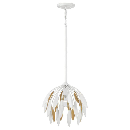 Capital 1-Light Botanical Semi-Flush Pendant in Buffed Gold