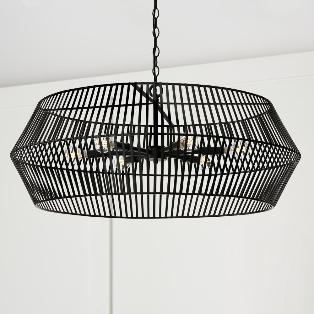 Capital 6-Light Angular Metal Chandelier in Matte Black