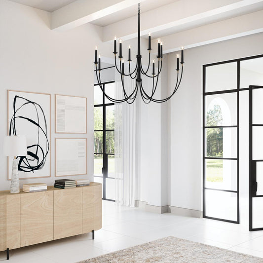 Capital Amara Chandelier, Matte Black with Brass, 54"W