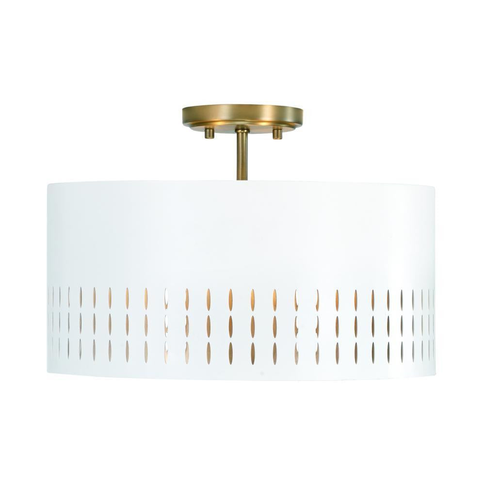 Capital Dash Semi-Flush Mount Aged Brass and White