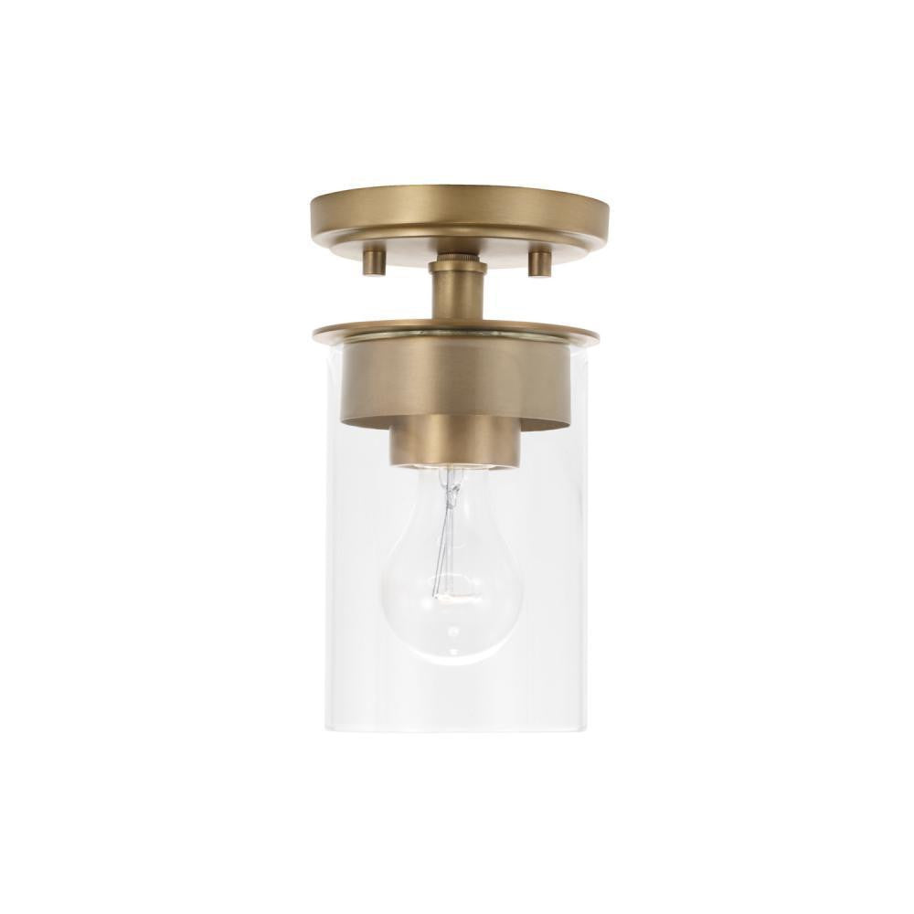 Capital Mason Semi-Flush Mount, Aged Brass, 5"W Aged Brass