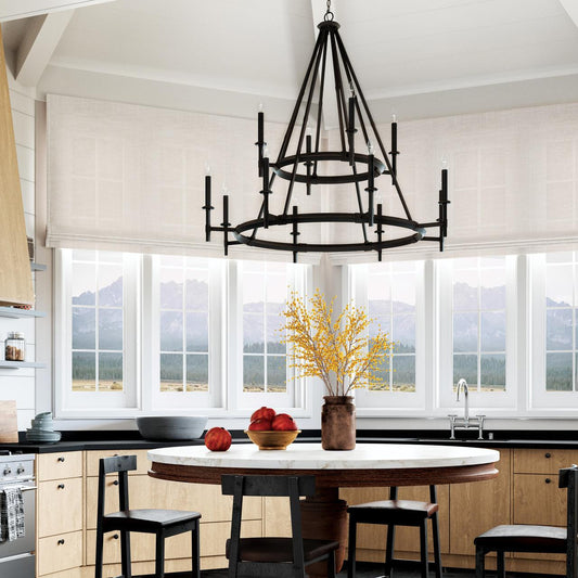 Capital Ogden Chandelier, Brushed Black Iron, 48"W