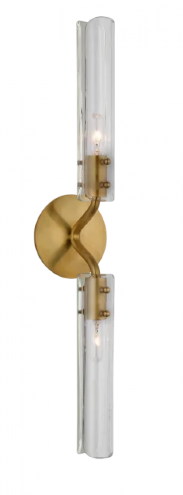 Visual Comfort Signature Casoria Linear Sconce Hand-Rubbed Antique Brass Clear Glass