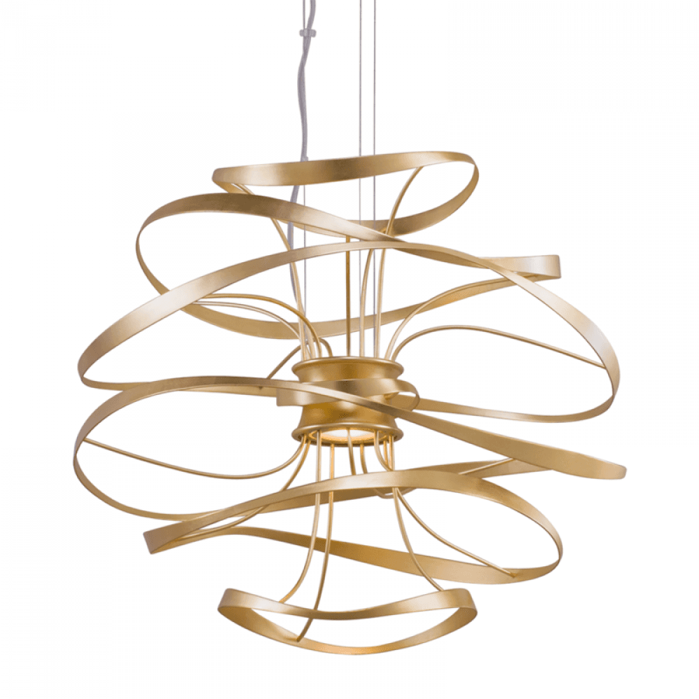 Corbett Calligraphy Chandelier Gold Leaf With Polished Stainless