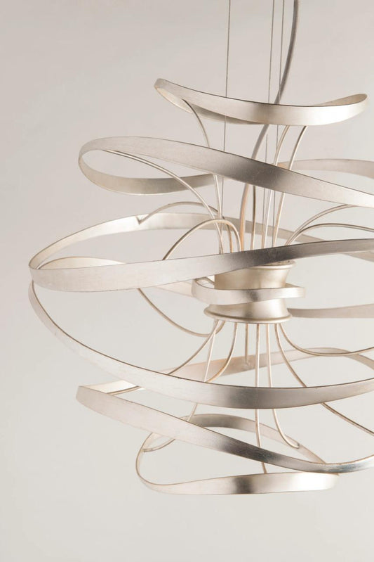Corbett Calligraphy Pendant, 2-Light, LED, Silver Leaf Polished Stainless, 18"Dia (213-41-SL/SS 94GL)