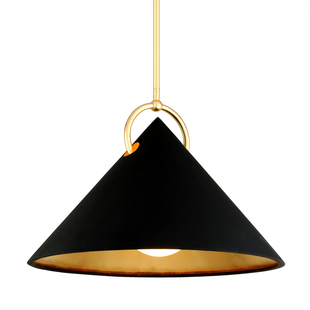 Corbett Charm Pendant Black And Gold Leaf