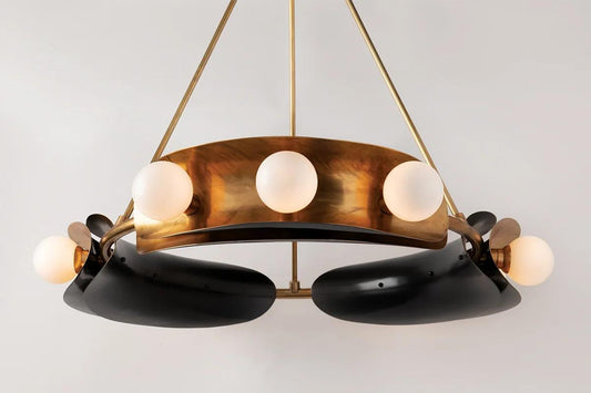 Corbett Hopper Chandelier, 9-Light, Brass, 32"W (271-09-VB/BBR CY7Q)