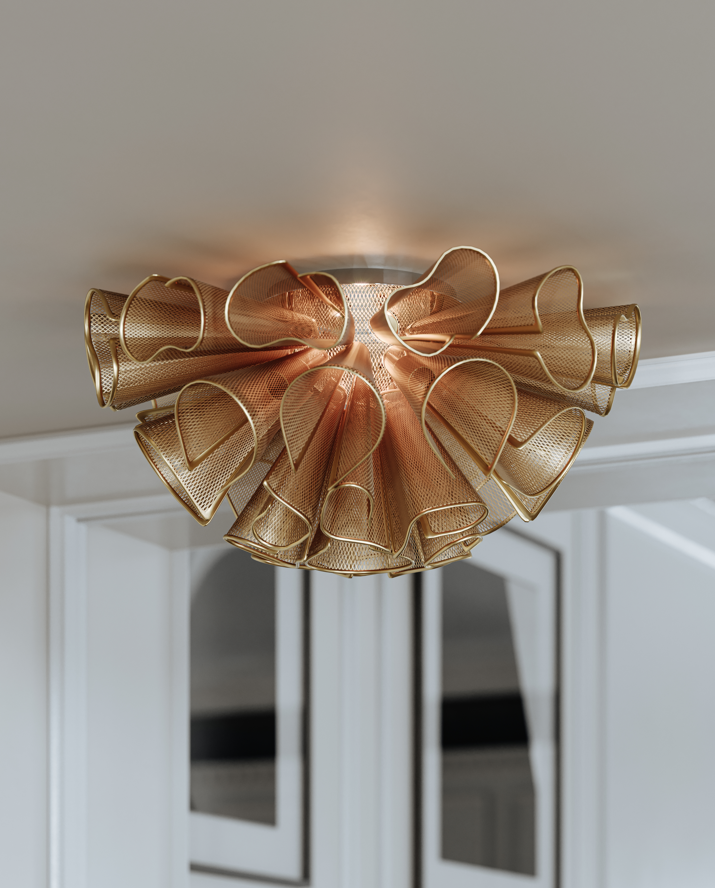 Corbett Pulse Semi Flush Mount, 5-Light, Gold, 23.25"W (218-31-GL 94GP)