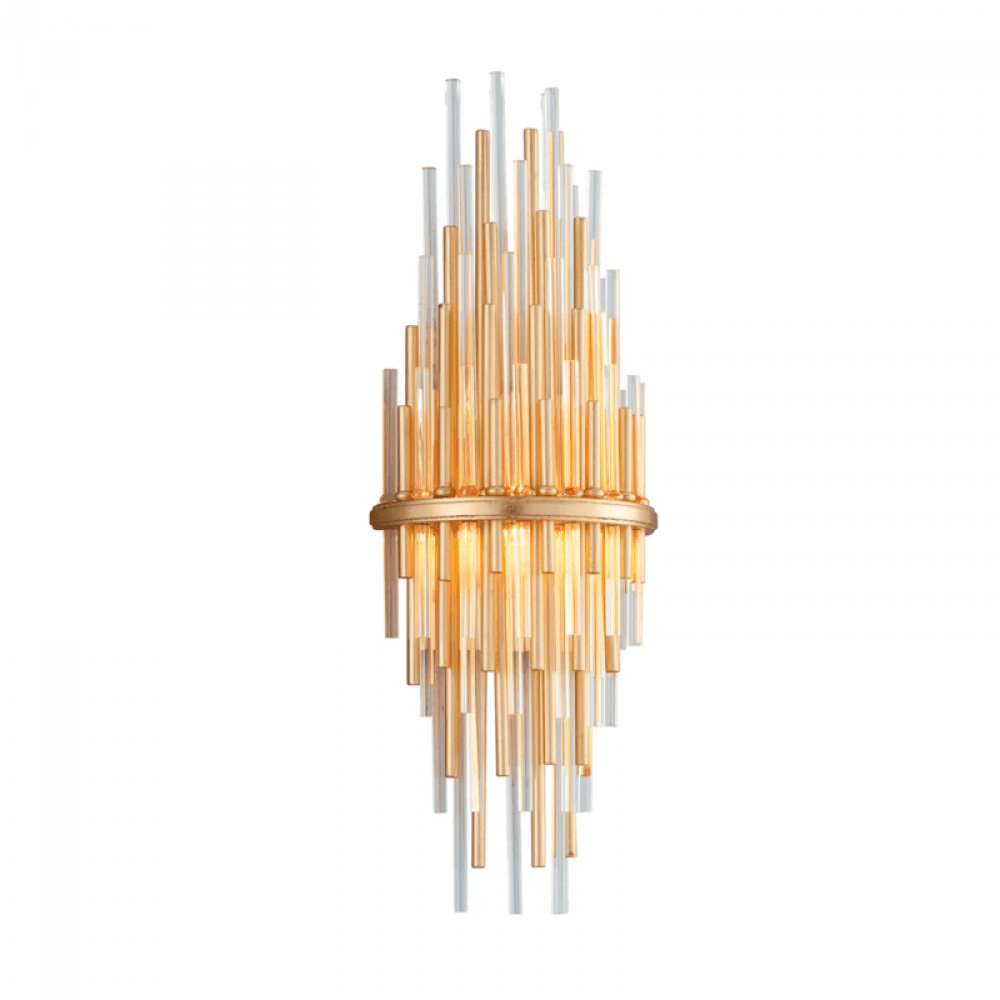 Corbett Theory Wall Sconce Gold Leaf With Polished Stainless