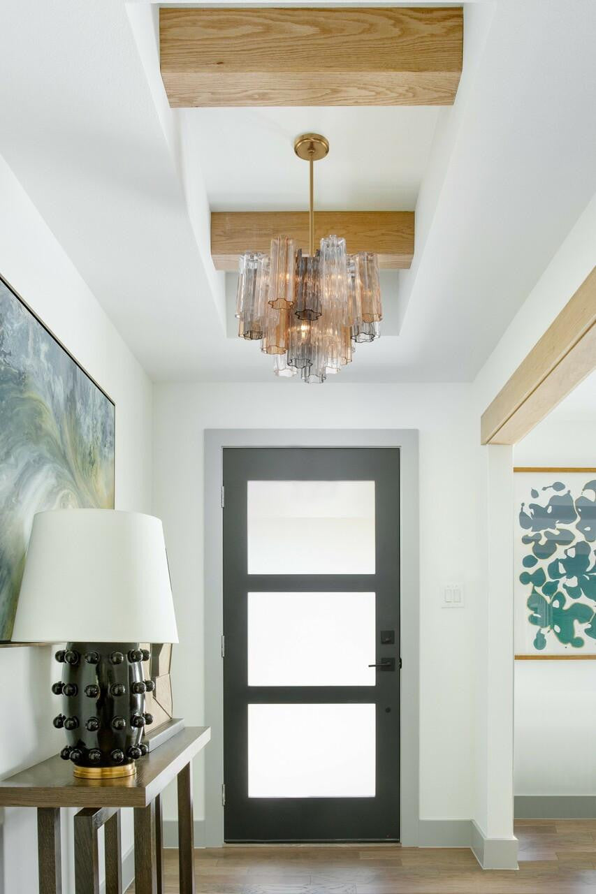 Crystorama Addis Chandelier - Aged Brass, Tronchi Glass Autumn 13.75"H