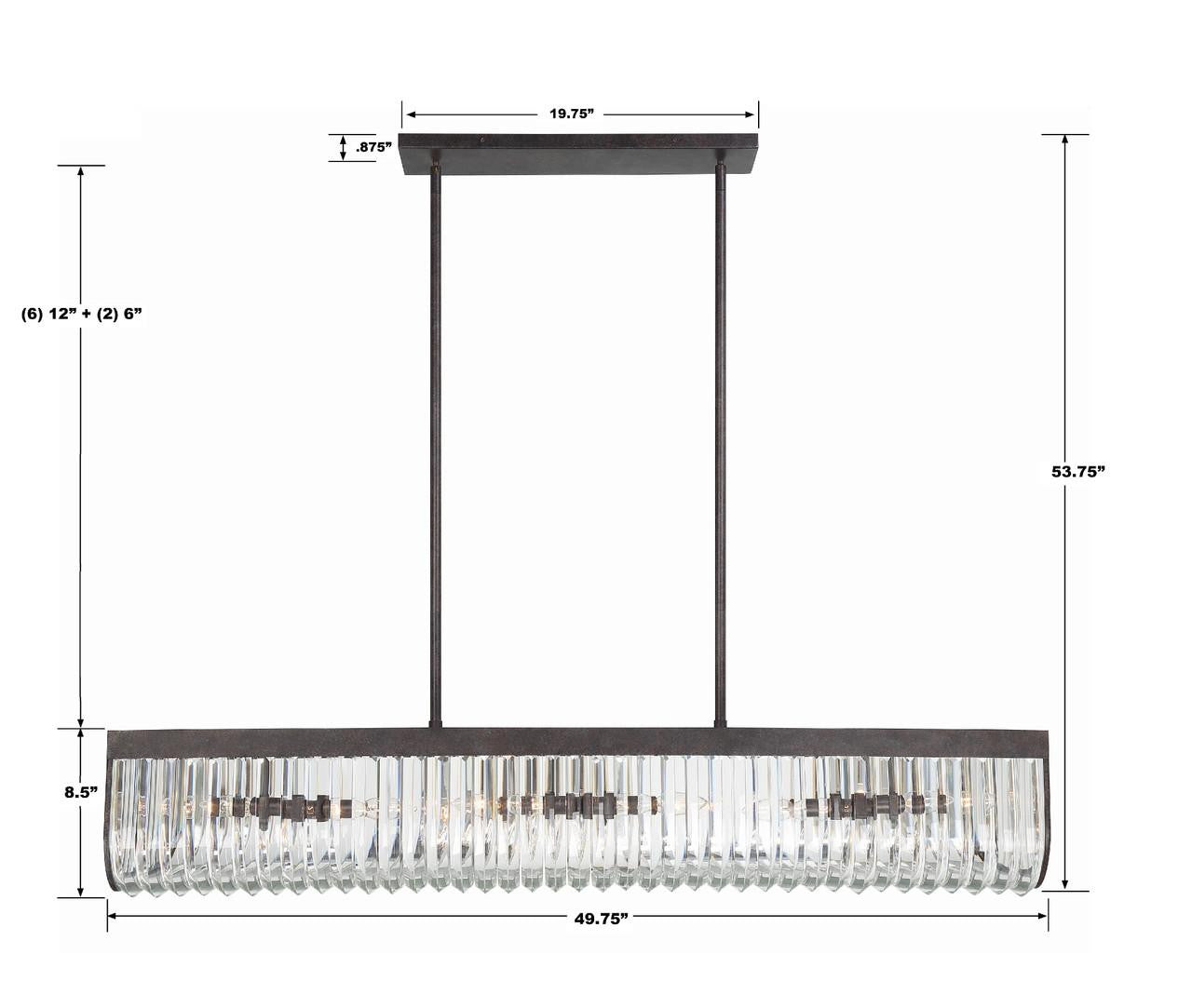 Crystorama Alister Chandelier - Charcoal Bronze, Hand Cut Crystal 8.5"H