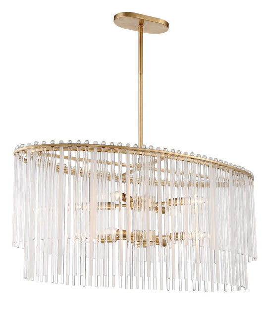 Crystorama Bleecker Chandelier - Antique Gold, Clear Glass 16"H