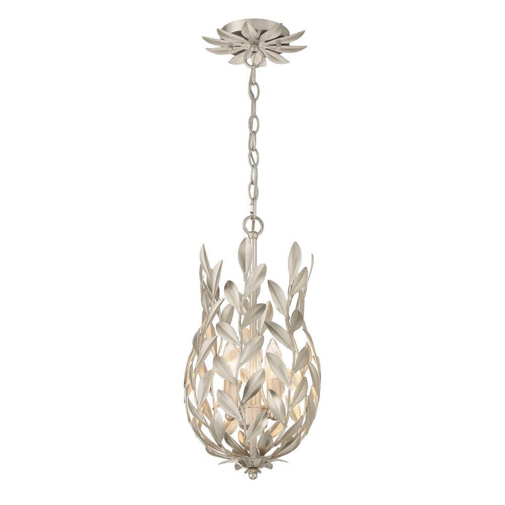 Crystorama Broche 3 Light Mini Pendant Antique Silver