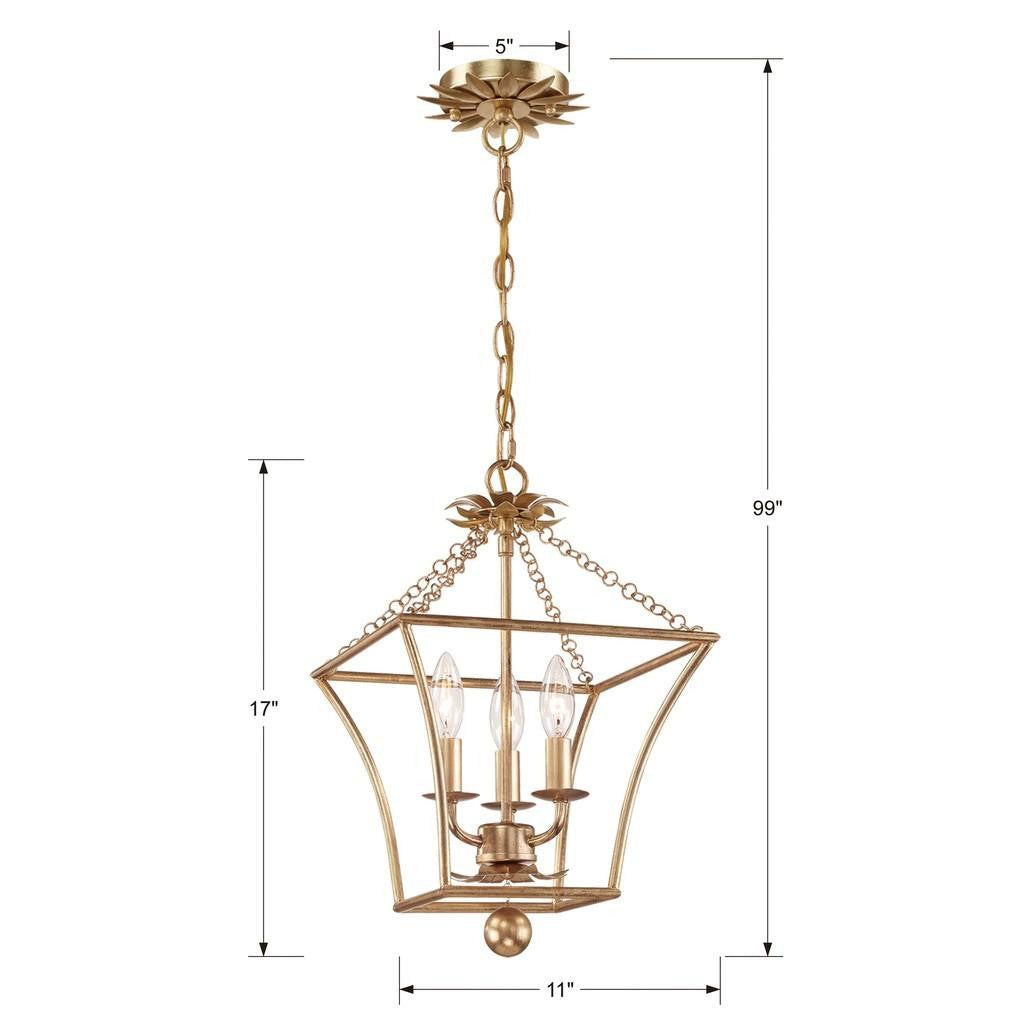 Crystorama Broche 3 Light Mini Chandelier