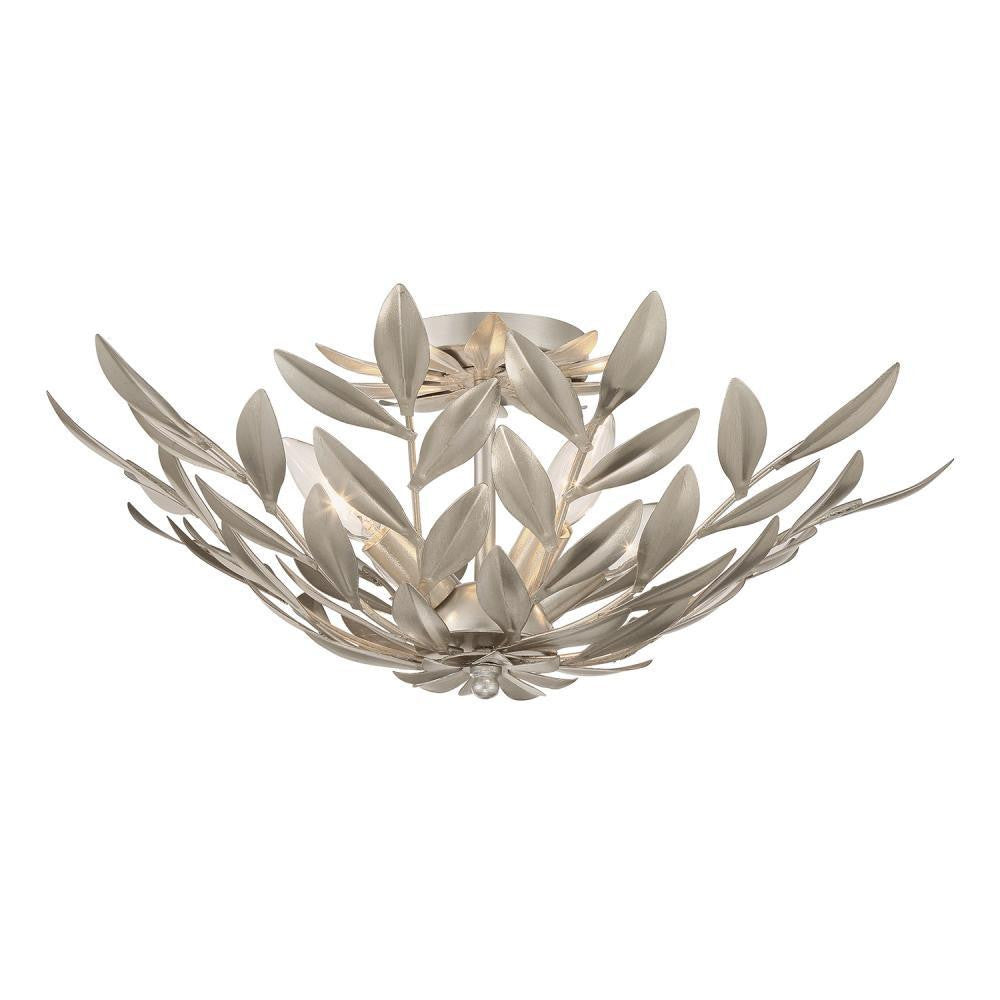 Crystorama Broche 4 Light Semi Flush Mount Antique Silver
