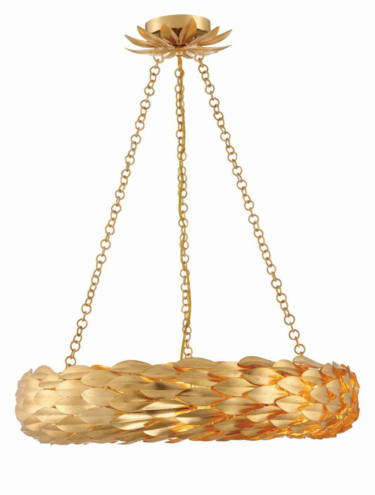 Crystorama Broche 6 Light Semi Flush Mount Antique Gold