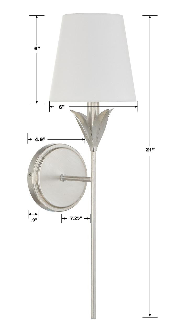 Crystorama Broche Wall Sconce - Antique Silver 21"H