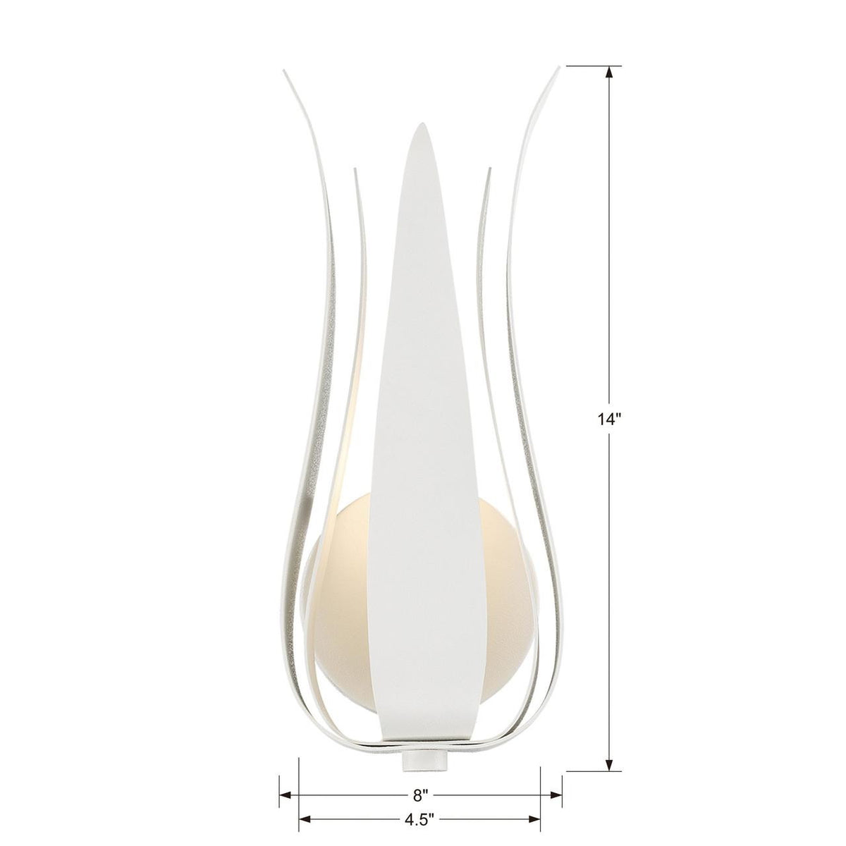 Crystorama Broche Wall Sconce - Matte White 14"H