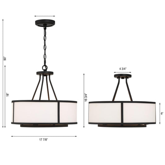 Crystorama Bryant Semi Flush Mount Black Forged